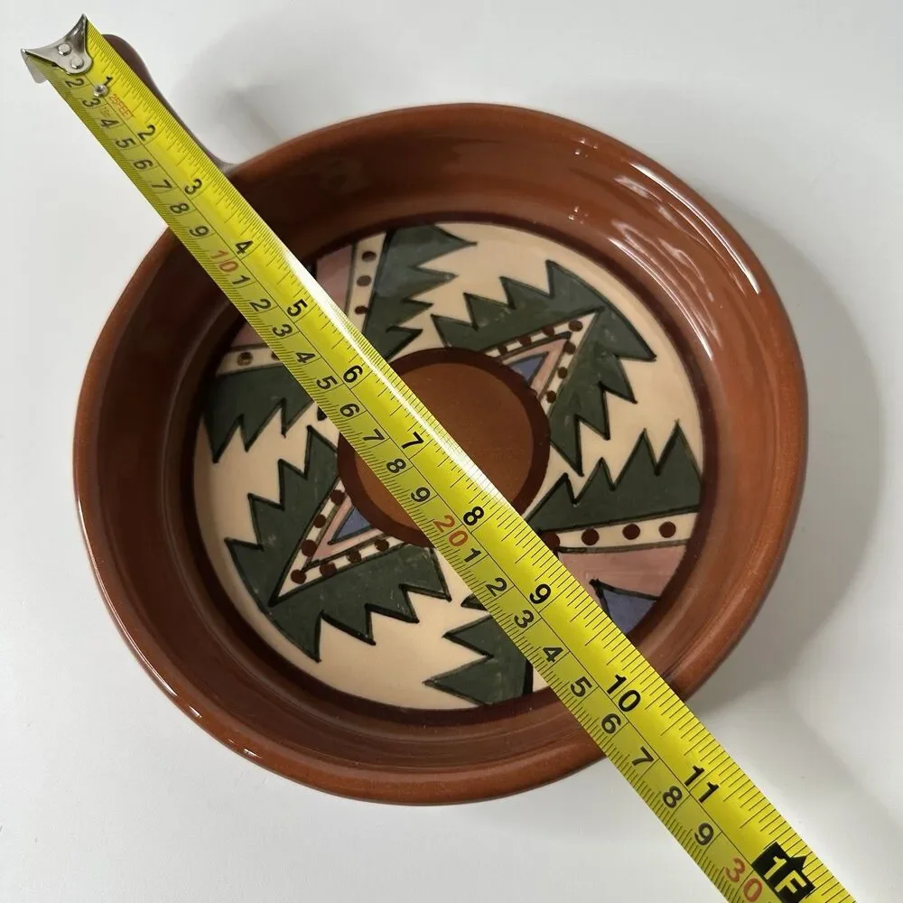 Southwest Style Glazed Pottery Skillet Studio Art Signed Folk Art Decor Handmade